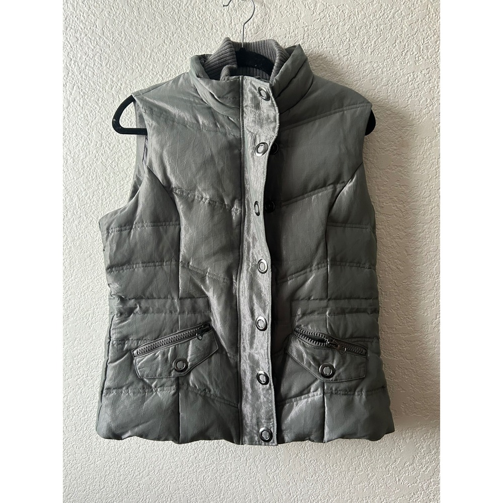 NWT Style Co Puffer Vest M Gray Water Resistant Down‎ Feather Pockets Gorpcore